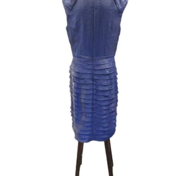 ADRIANA PAPELL Sleeveless V-Neck Faux Wrap Tiered Ruffle Dress Sz 12 Knee Length - Picture 13 of 15